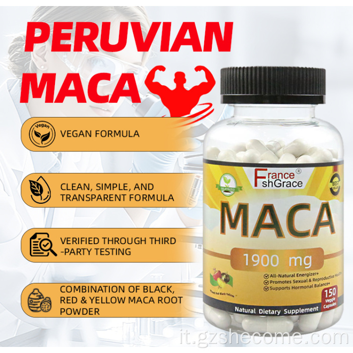 Integratore di maca biologico Capsule di radice di maca per uomini